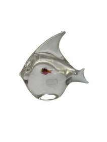 Oggetti Italy Art Glass Fish Sculpture, Signed Italian Studio Glass Decorative Figurine
