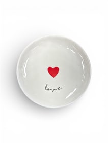 Transpac “Love?? Dessert Plate with Red Heart Design – 6.5 Inch