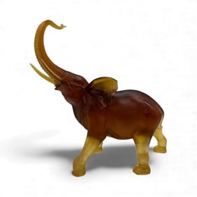 Art Glass Elephant Sculpture, Pate De Verre