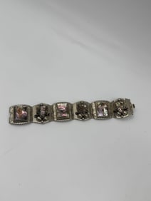 Vintage Taxco Sterling Silver and Purple Jadeite Panel Bracelet