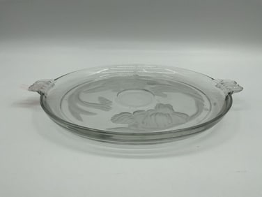 Etched Glass Serving Platter with Handles