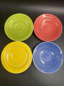 Set of 4 Vintage Fiesta Style Colorful Ceramic Saucers