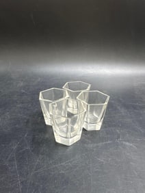 Set of Four Vintage Hexagonal Shot Glasses