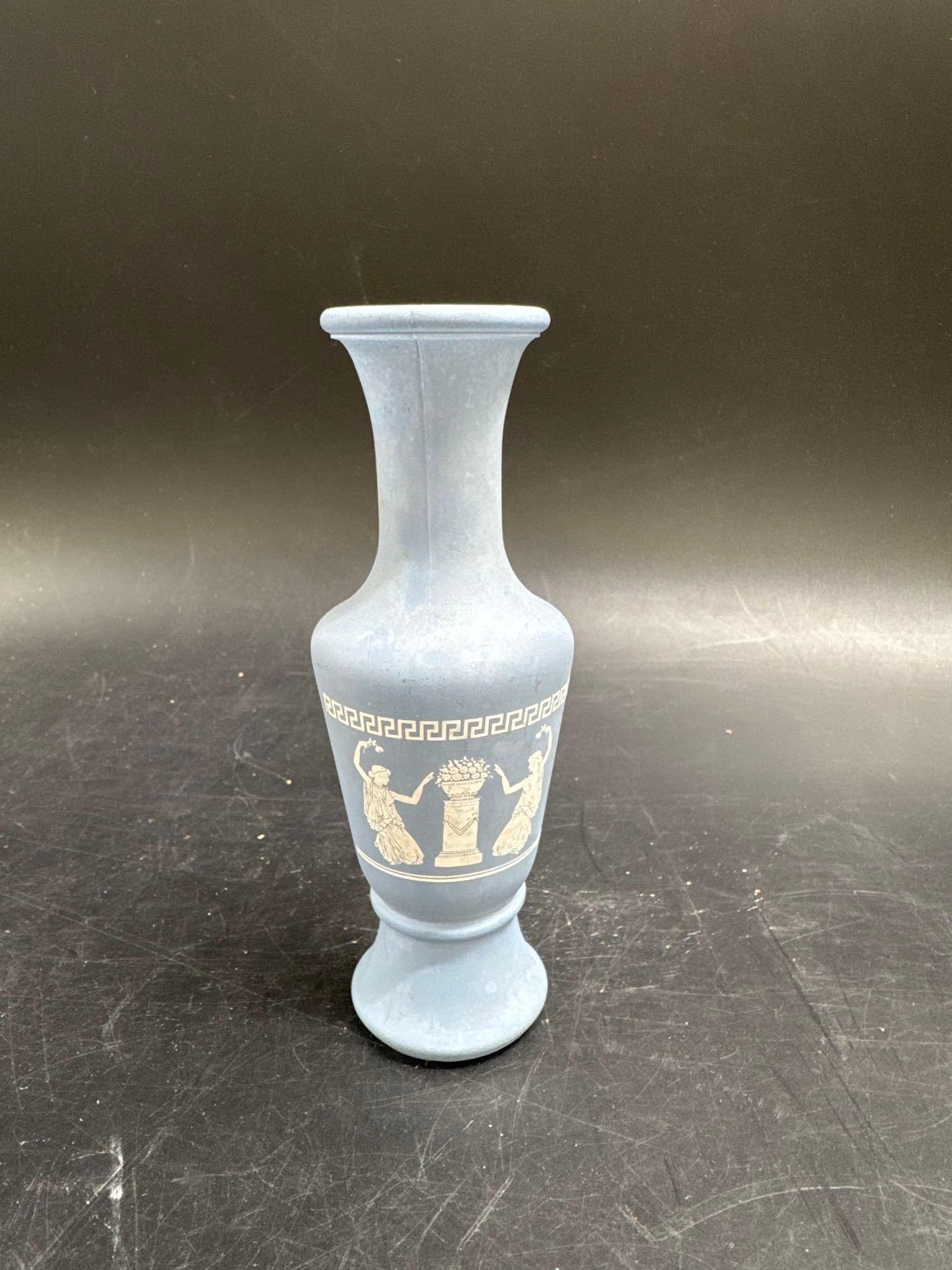 Wedgwood Style Blue Jasperware Vase (1 of 4)