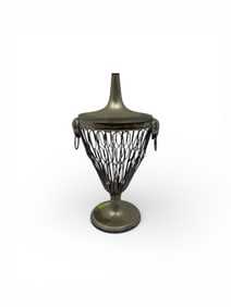 Regency Style Silver-Tone Wirework Urn with Ram's Head Masks