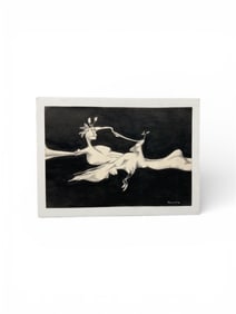 Modernist Surrealist Composition in Black and White Signed Toscano Pablo 72