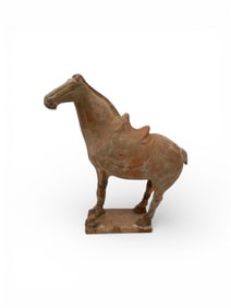 Antique Chinese Han Dynasty Style Terracotta Tomb Figure of a Standing Horse