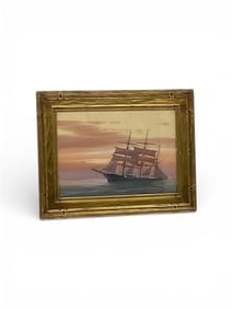 Ship Antiope  by Hunter Wood (American, 1908-1948) OIl on board