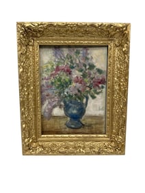 Still Life with Flowers in a Blue Vase by Richard A. Schmueckle (1903–1988)