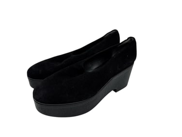 Robert Clergerie Black Suede Platform Wedges Made in France