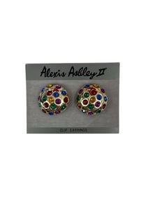 Alexis Ashley Multicolor Rhinestone Cluster Clip Earrings