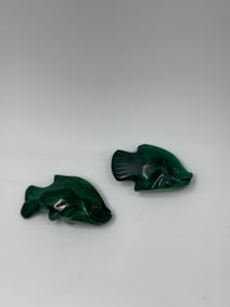 Two Malachite Carved Fish Figurines