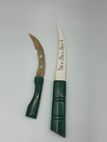 Pair of Decorative Knives with Carved Blades