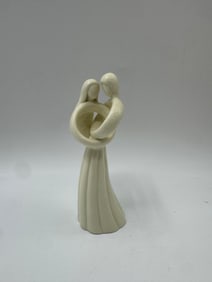 Abstract Ceramic Sculpture of Embracing Couple