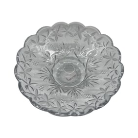Pressed Glass Footed Bowl, Floral Design