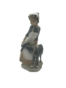 Lladro Girl with Goat and Basket Porcelain Figurine