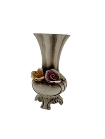 Italian Capodimonte Miniature Floral Pedestal Vase
