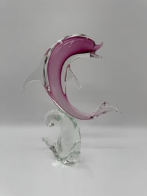 Murano Style Art Glass Dolphin Sculpture