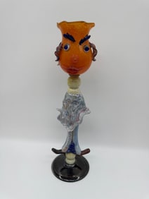 Murano Glass Figurine with Orange Face