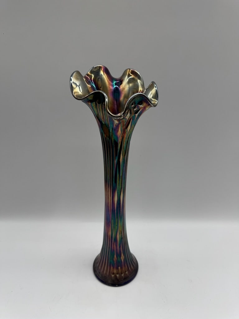 Tall Black Iridized Glass Vase (1 of 4)
