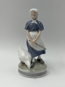Bing & Grondahl Figurine #2227 - Girl Feeding Goose