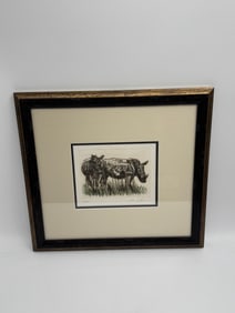 Vintage Rhino Etching, Signed and Numbered
