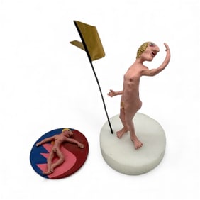 Greg Dawson, Figural Sculpture Group with Flag, Painted Mixed Media Figures on Bases