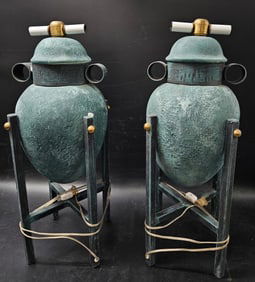 Pair of Oversized Ceramic Jug-Form Table Lamps