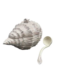 Helen Larsen 1976 Signed Art Pottery Shell Form Tureen with Ladle