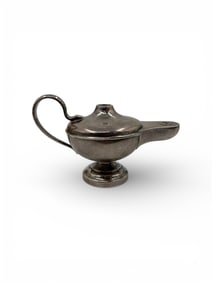English Sterling Silver Miniature Aladdin Motif Oil Lamp