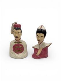 Asian Inspired Chalkware Figurines Pair