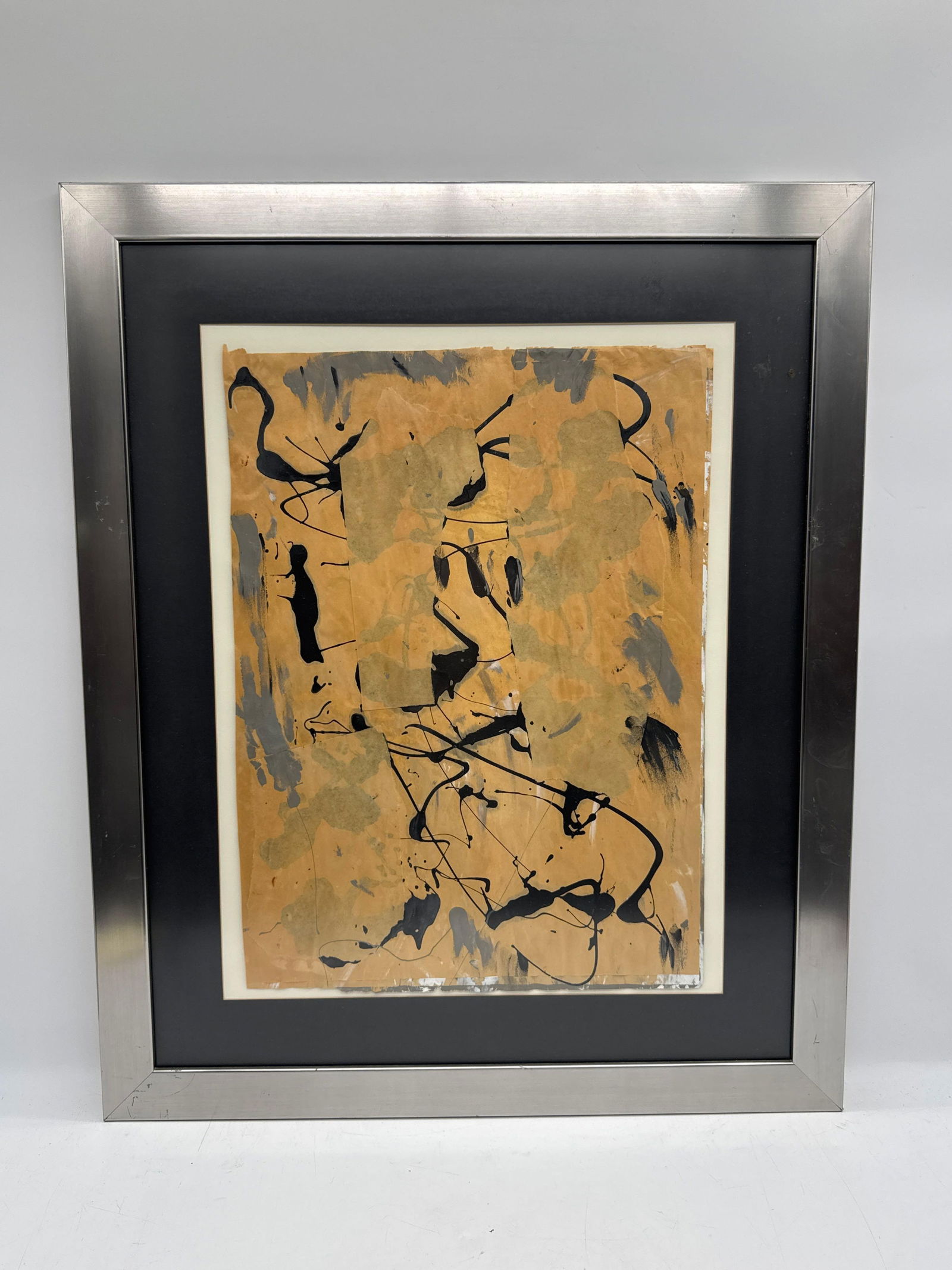 Abstract Composition in Black & Ochre by Carlos Felix (Mexico, B. 1981) (1 of 3)