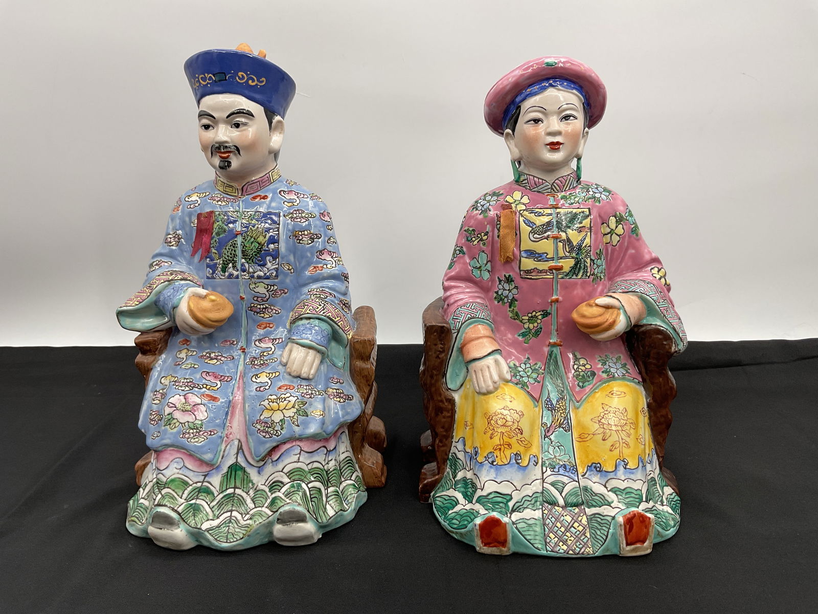 Pair of Chinese Porcelain Emperor and Empress Figures (1 of 6)