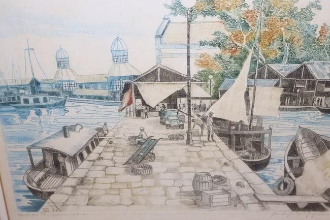 Dock Scene lithograph - 2