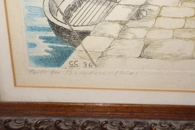 Dock Scene lithograph - 3