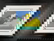 "Hard luck duck" by Hanna-Barbera Signed L.E. W/ COA: A hand-painted limited edition animation cel featuring Tweety Bird, the beloved Warner Bros. character, dressed in a scout-style outfit and perched atop what appears to be a prehistoric creature. The