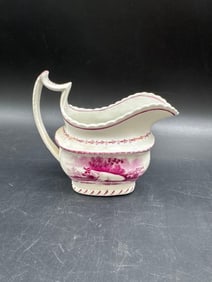 Antique Transferware Pitcher with Pastoral Scene