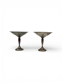 Pair of Silver Plate Stemmed Coupe Bowls