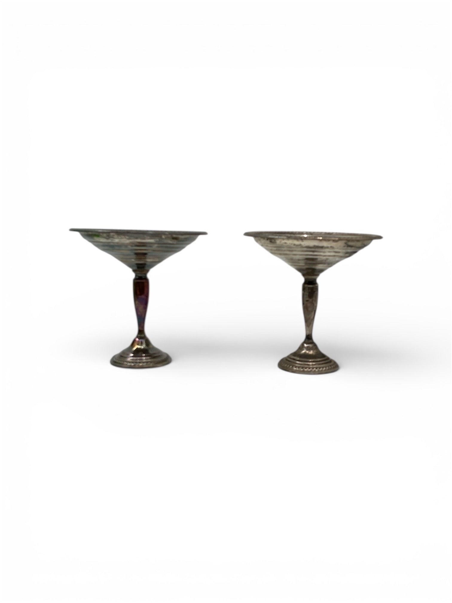 Pair of Silver Plate Stemmed Coupe Bowls (1 of 3)