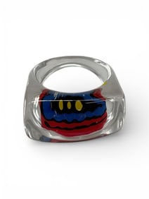 Modern Statement Ring with Multicolor Inlaid Design