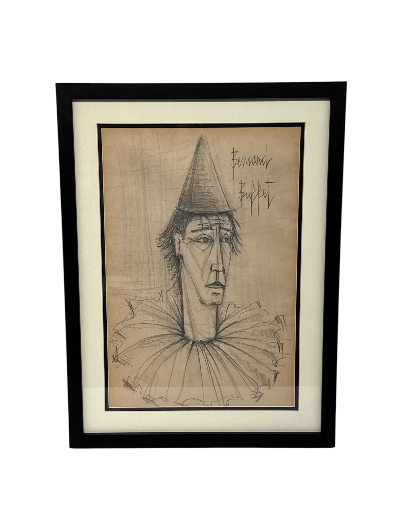 Bernard Buffet Signed Clown Portrait Drawing Framed (1 of 4)