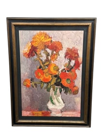 "Yellow Dahlias" by BERNARD CATHELIN (France, 1919-2004) Lithograph