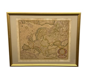 Framed Antique Map Rare 1595 First Atlas Edition: Gerardus Mercator/Rumold Mercator Antique Engraved