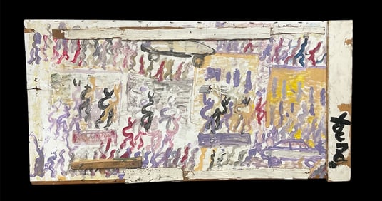 Pervis Young (American, 1943-2010) Mixed Media on Wood Panel