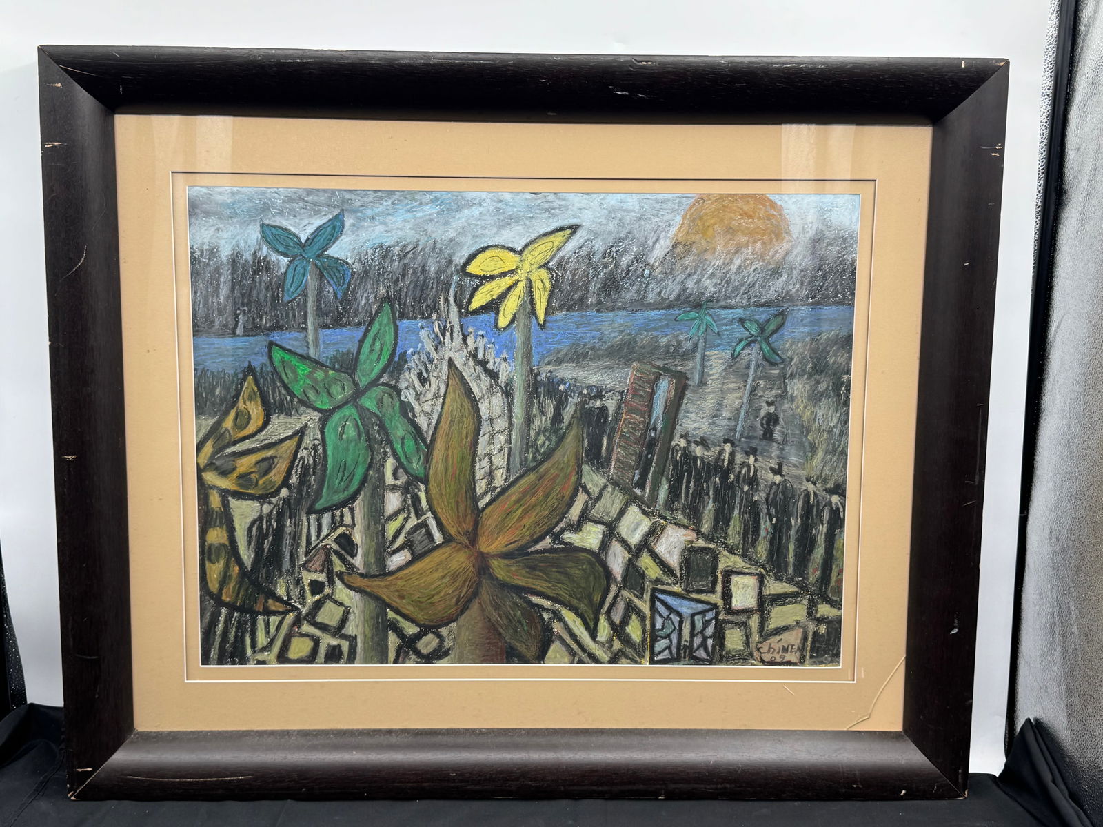Landscape with Palm Trees by Frank Chinea (Cuban/American, b.1952) Pastel: Description: Original artwork by Cuban/American Miami based artist Frank Chinea, signed and dated 2009. About the Artist: Frank Chinea, a Cuban-American artist based in Miami, is a late neo-roman
