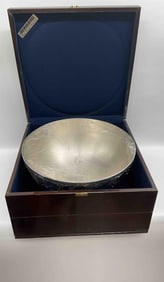 Silver Plate Punch Bowl with Wooden Storage Chest