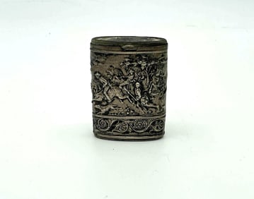 Chinese Silver Repousse Lidded Container
