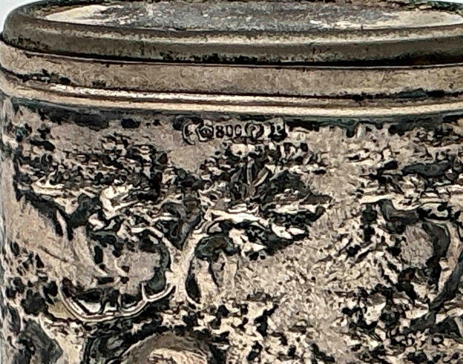 Chinese Silver Repousse Lidded Container - 4