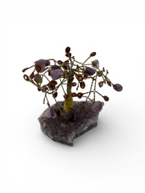Decorative Amethyst  and Gold-tone Bonsai Tree