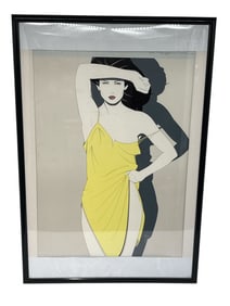 Patrick Nagel Style Female Figure Art Print Framed